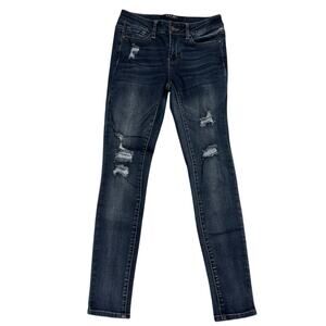 Wax Jeans Distressed Straight‑Leg Denim 🔥 Dark Wash Ripped Jeans 👖 Size 1